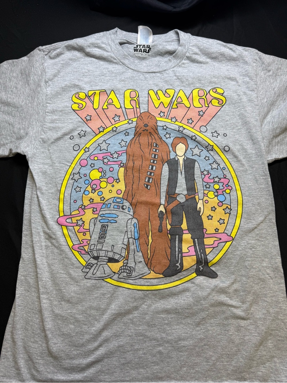 Port and Company Gray Star Wars Retro Chewbacca, Han Solo & R2-D2 Graphic Tee